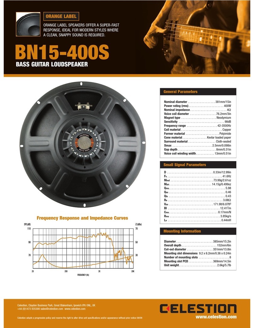 Celestion Orange Label Series BN15-400S Specifications
