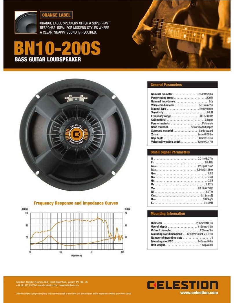 Celestion Orange Label Series BN10-200S User manual