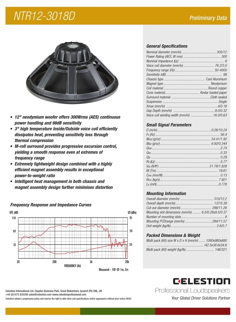 Celestion NTR Range NTR12-3018D User manual