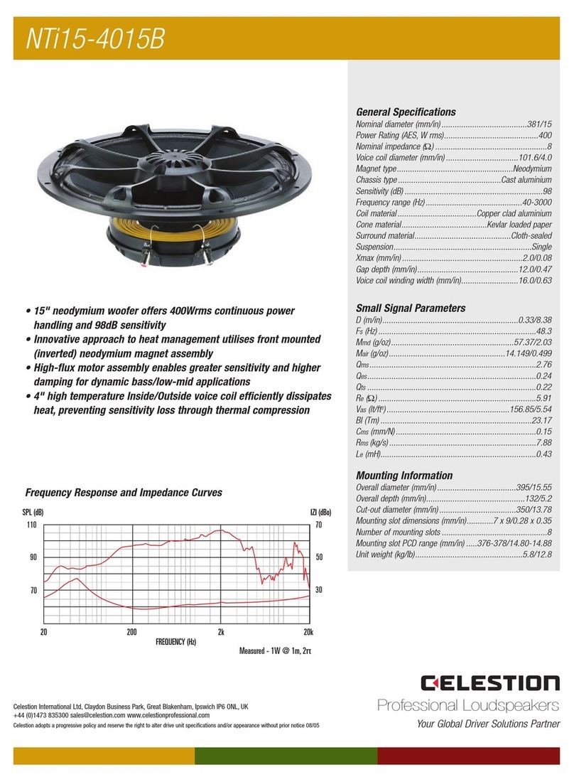 Celestion NTR Range NTi15-4015B Specifications