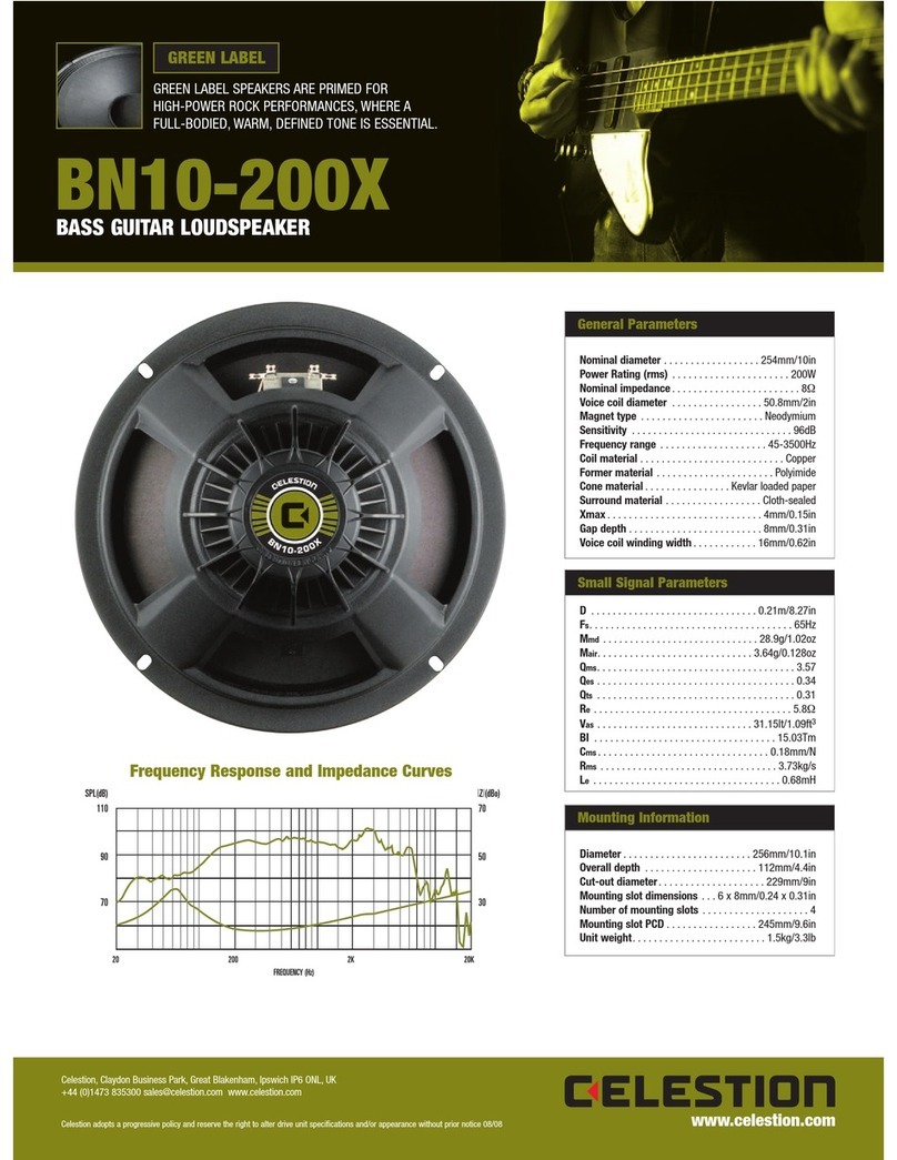 Celestion Green Label Series BN10-200X User manual