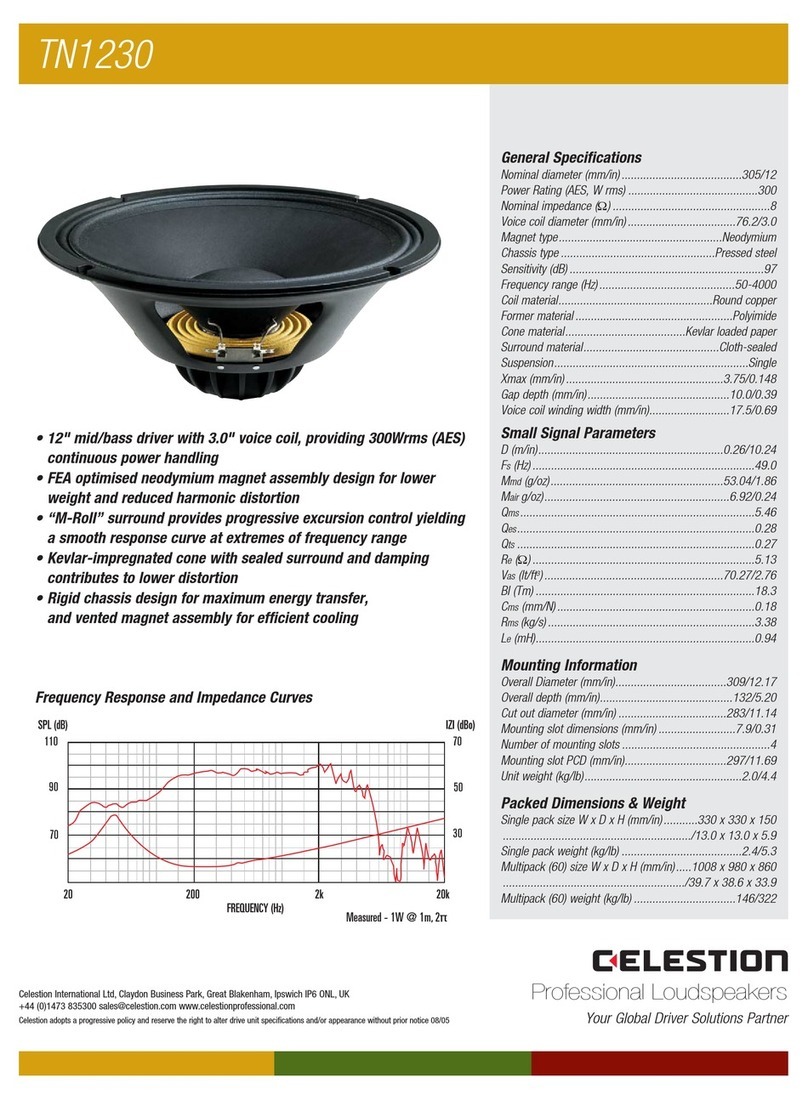 Celestion TN range TN1230 User manual