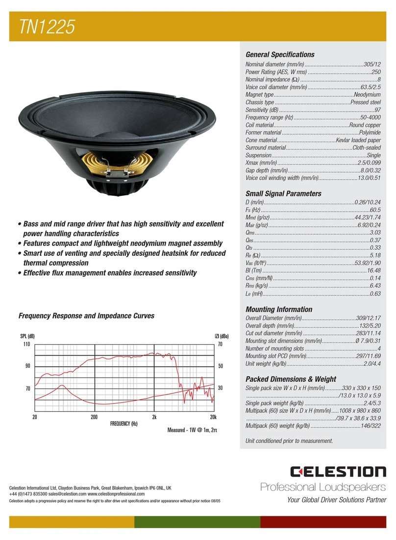 Celestion TN range TN1225 User manual Celestion TN range TN1225 User manual
