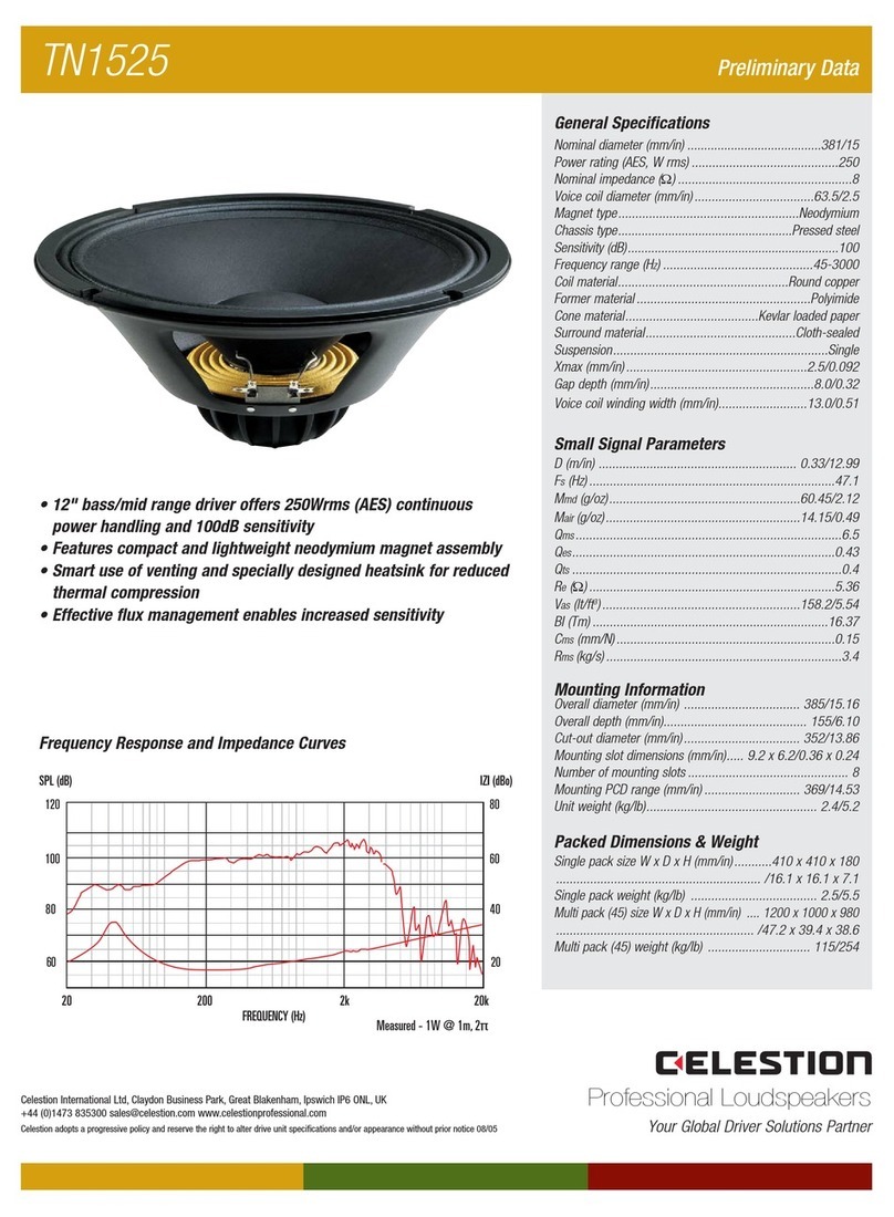 Celestion TN range TN1525 User manual Celestion TN range TN1525 User manual