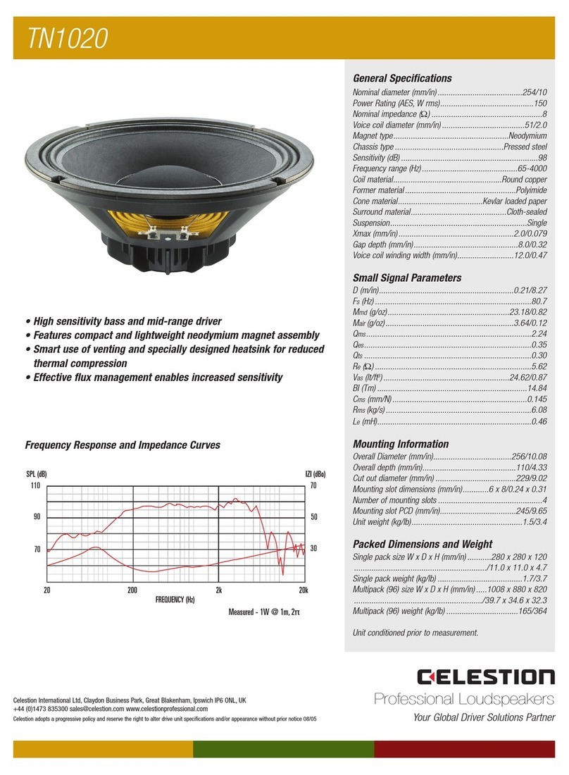 Celestion TN range TN1020 User manual