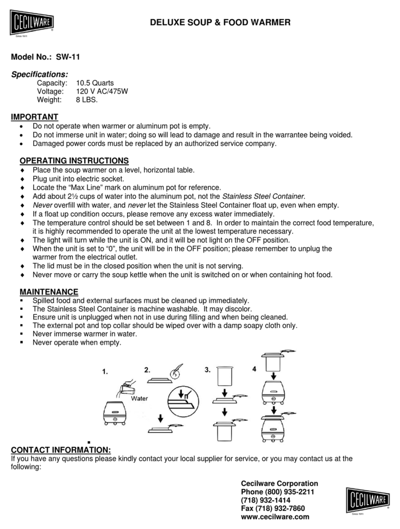 Cecilware SW-11 Operating and maintenance instructions