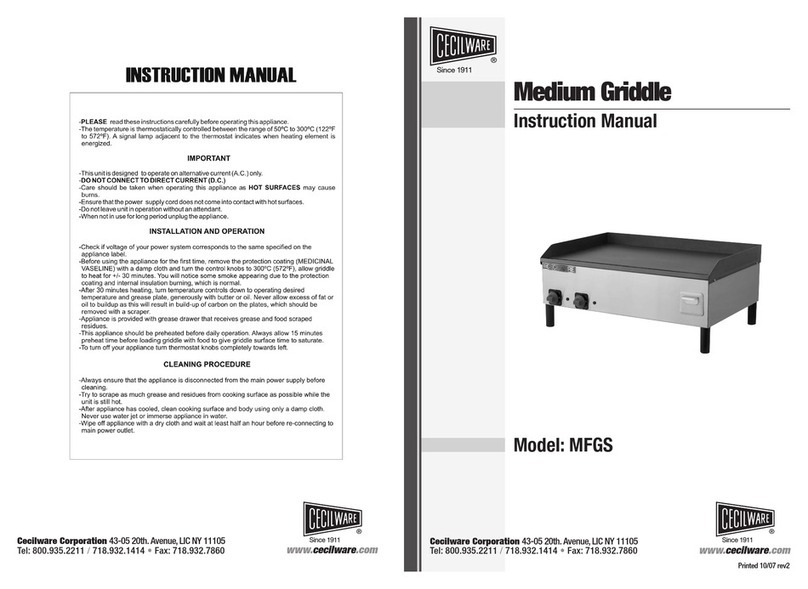 Cecilware MFGS instruction manual