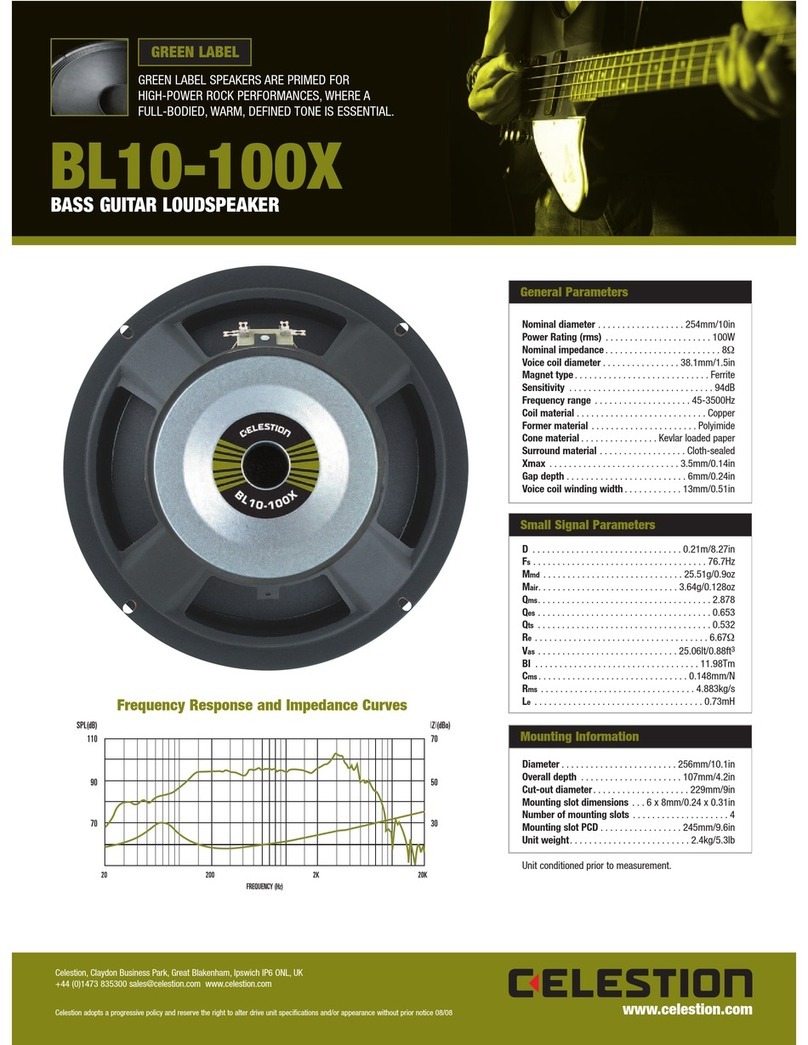 Celestion Green Label Series BL10-100X User manual