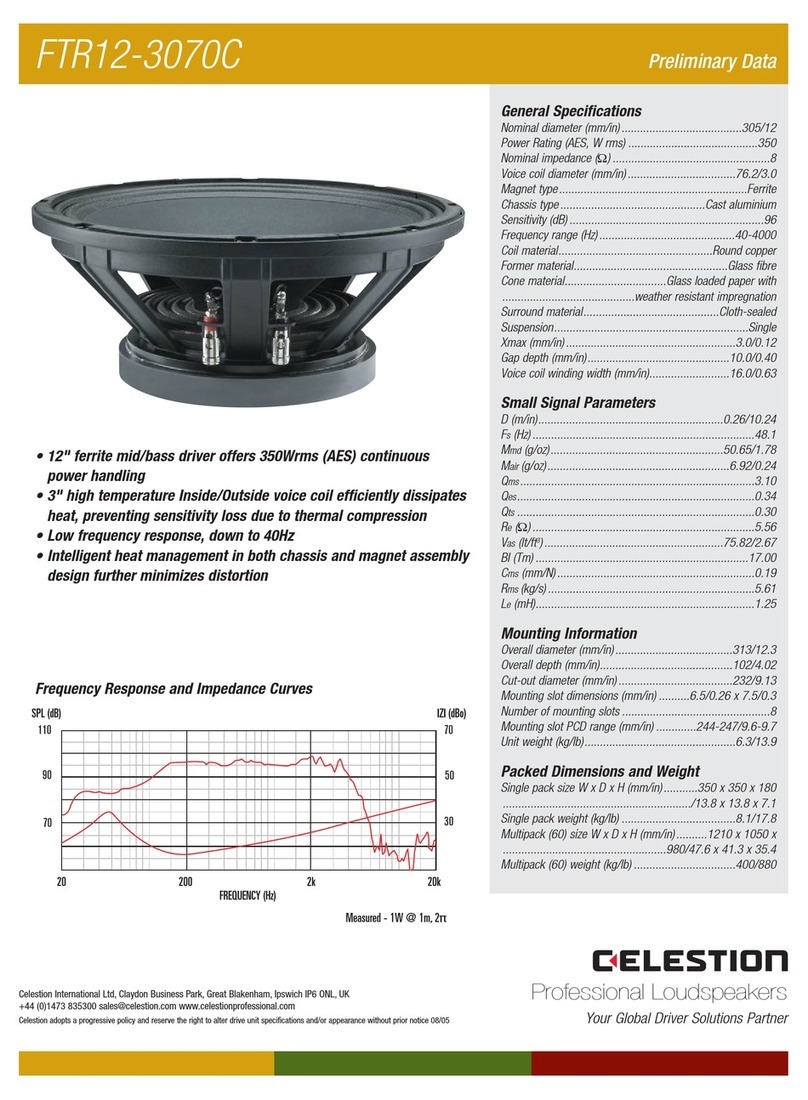 Celestion FTR Range FTR12-3070C User manual