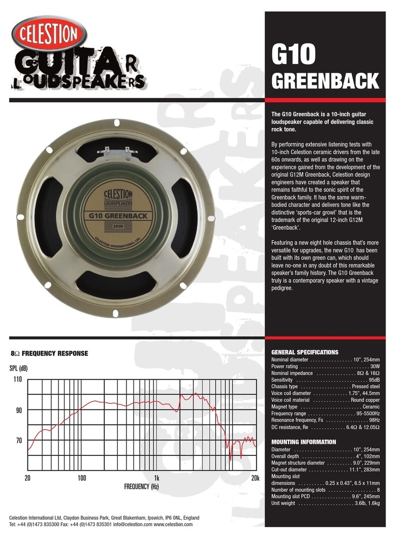 Celestion Classic Series G10 Greenback User manual