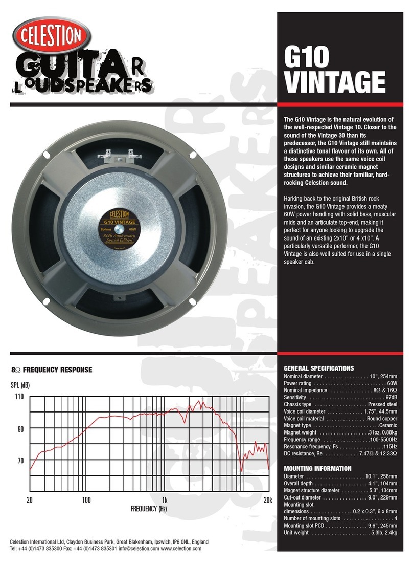 Celestion Classic Series G10 Vintage Specifications