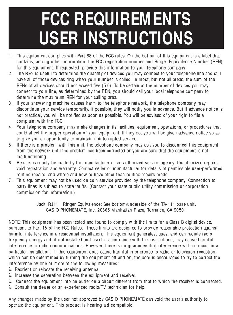 Casio TA-111 Safety instructions