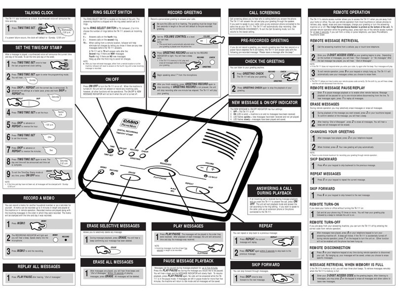 Casio PhoneMate TA-111 owner's guide