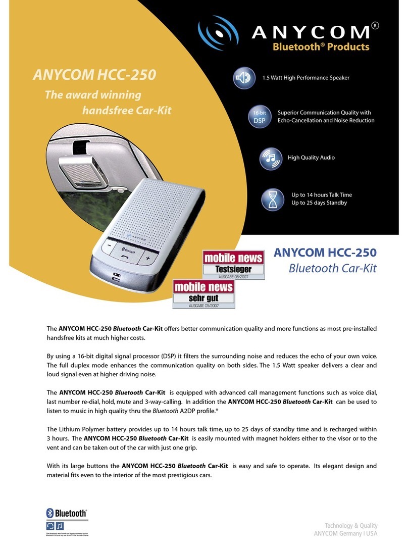 Anycom HCC-250 Specification sheet