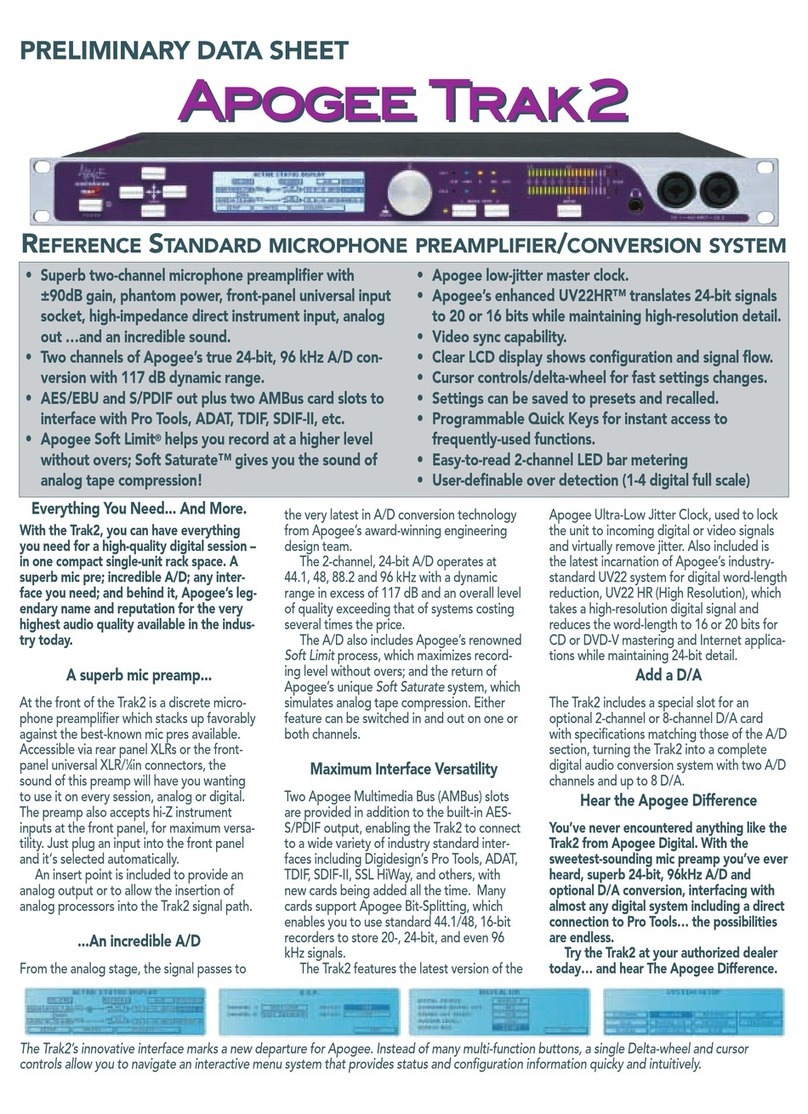 Apogee Trak 2 User manual