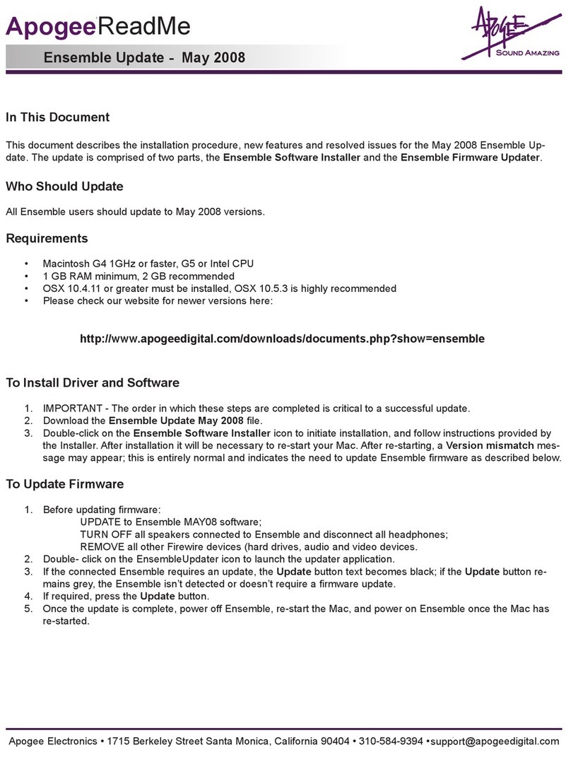 Apogee ensemble supplementary guide