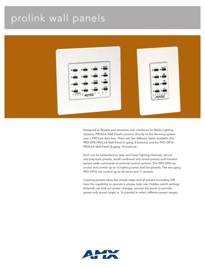AMX PRO-DP16 DECOR PROLINK FLUSH MOUNT KEYPAD... User manual