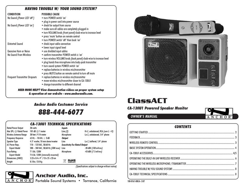 Anchor CA-130U1 owner's manual