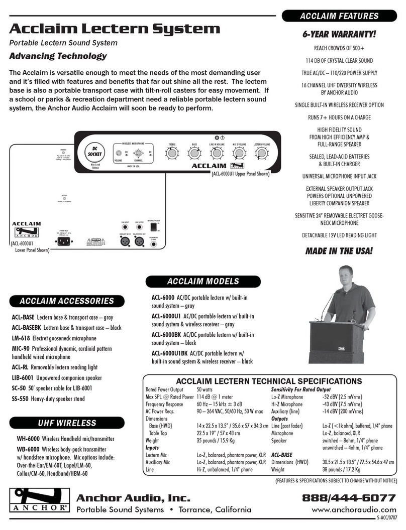 Anchor Acclaim ACL-6000 User manual