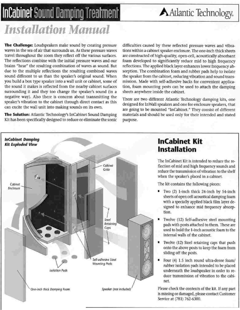 Atlantic Technology Incabinet damping kit installation manual