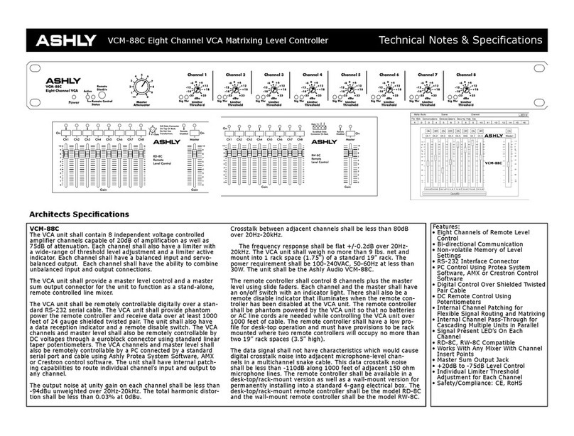 Ashly VCM-88C Technical notes & specifications