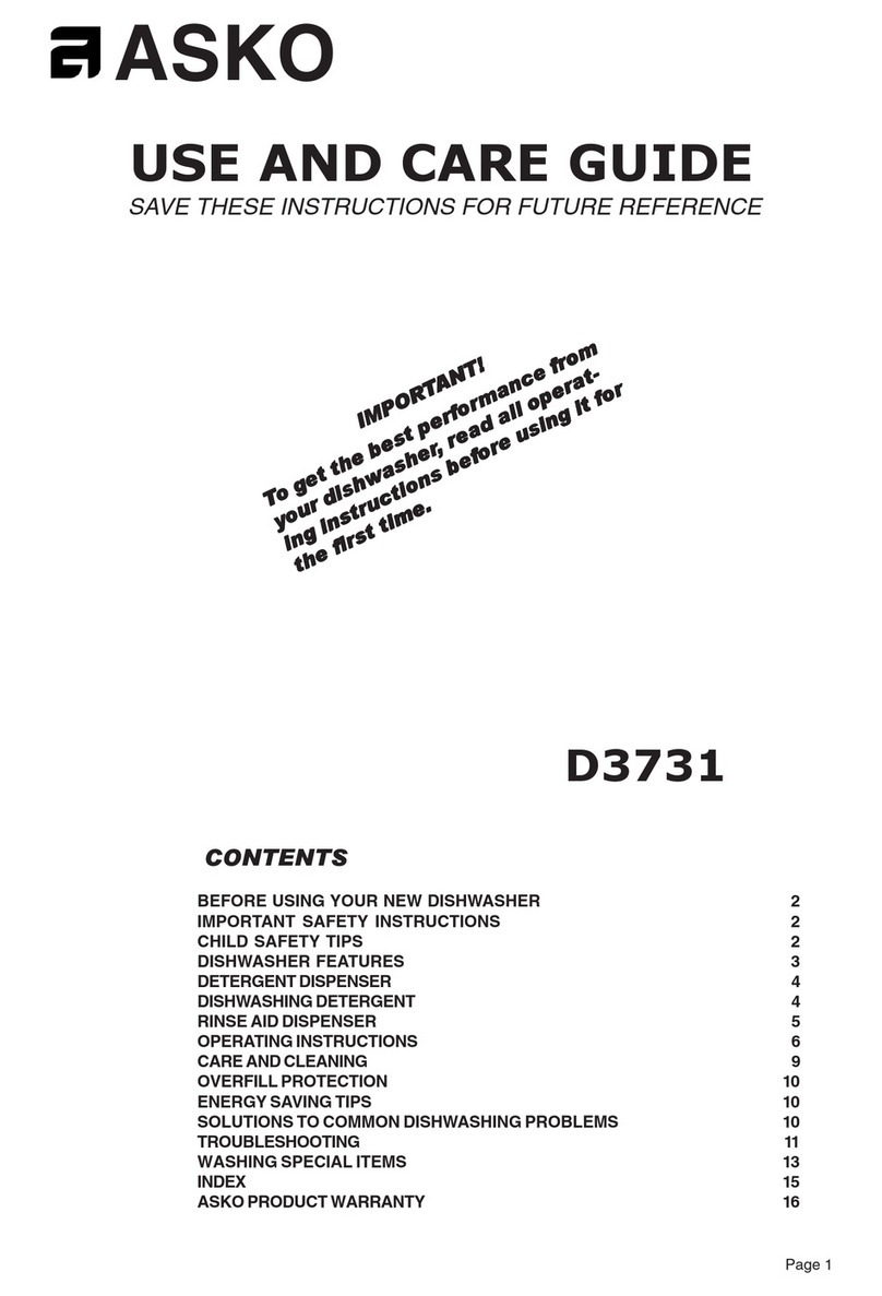 Asko D3731XLFIENC Use and care guide