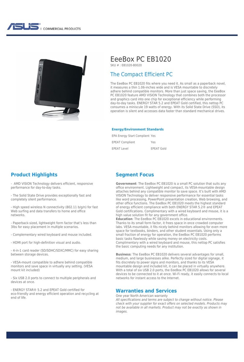 Asus Eee Box EB1020 User manual