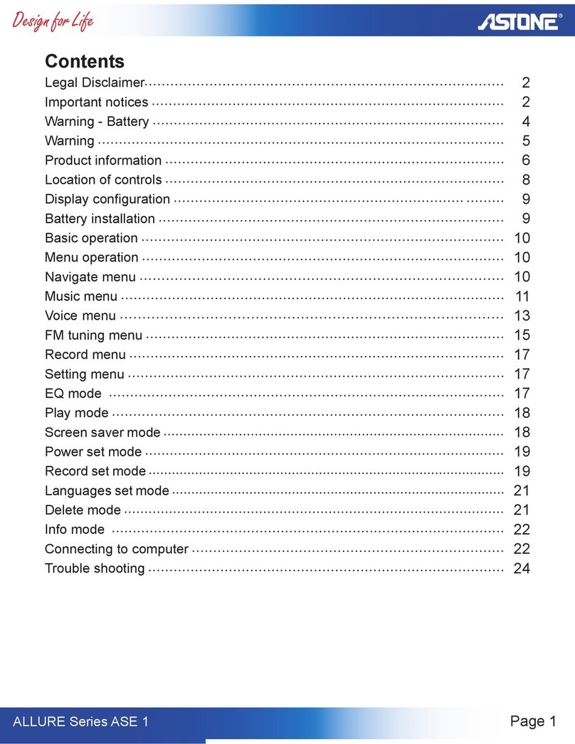 Astone ALLURE 1 User manual