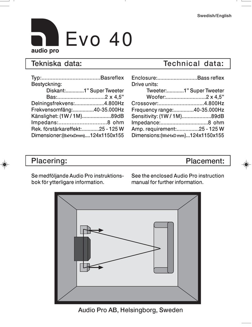Audio Pro Evo Series Evo 40 Instruction manual Audio Pro Evo Series Evo 40 Instruction manual