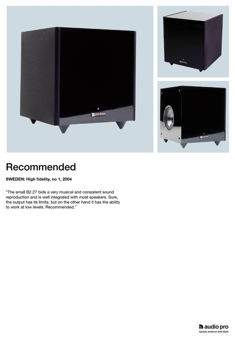 Audio Pro Sub B2.27 Owner's manual Audio Pro Sub B2.27 Owner's manual