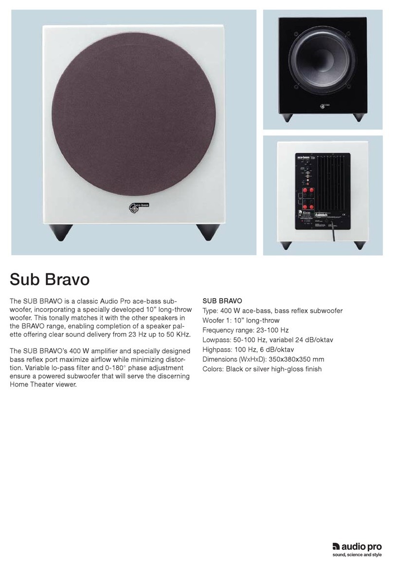 Audio Pro Sub Bravo User manual Audio Pro Sub Bravo User manual