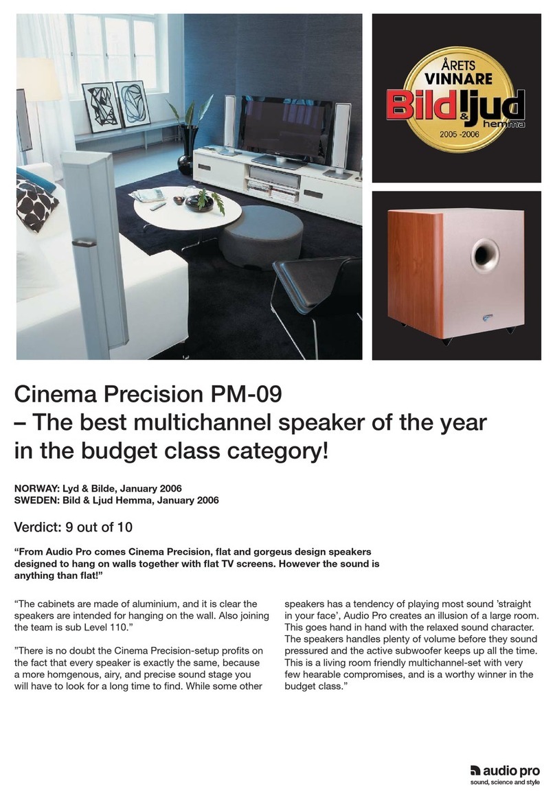 Audio Pro Cinema Precision Series PM-09C Owner's manual Audio Pro Cinema Precision Series PM-09C Owner's manual