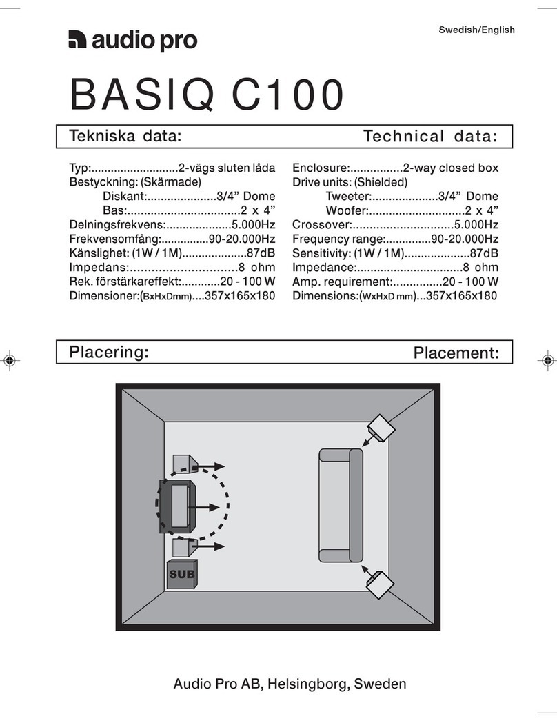Audio Pro BASIQ C100 Instruction manual Audio Pro BASIQ C100 Instruction manual