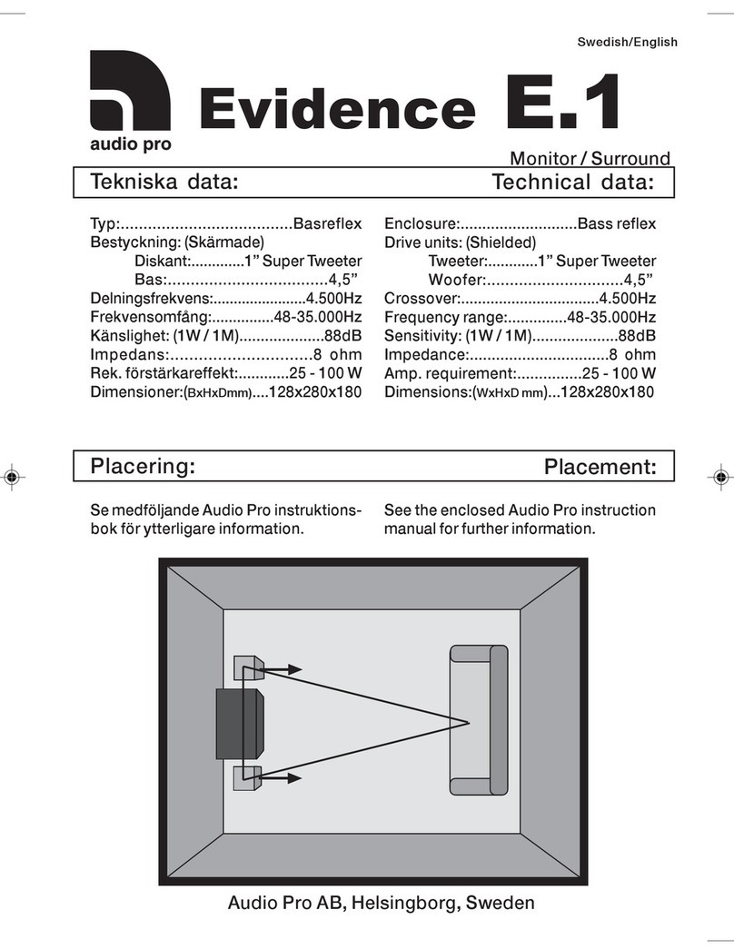 Audio Pro Evidence E.1 Technical data