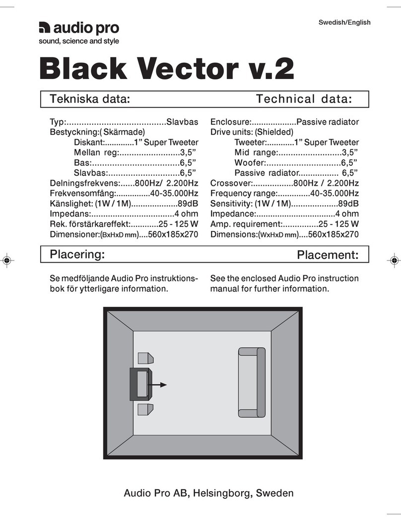 Audio Pro Black Vector v.2 Instruction manual
