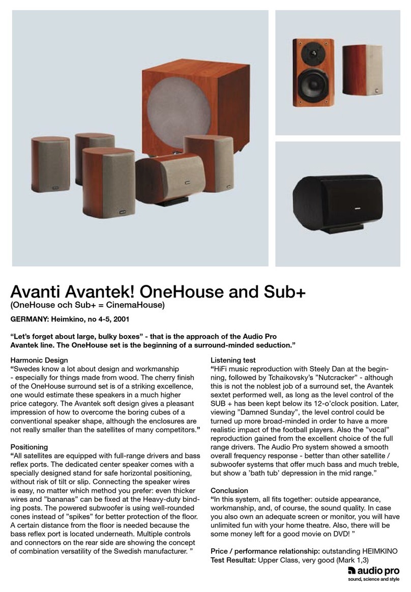 Audio Pro Avantek Onehouse brochure