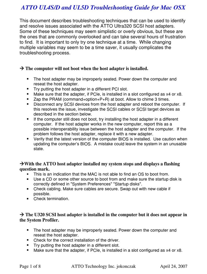 ATTO Technology UL4D PCI supplementary guide