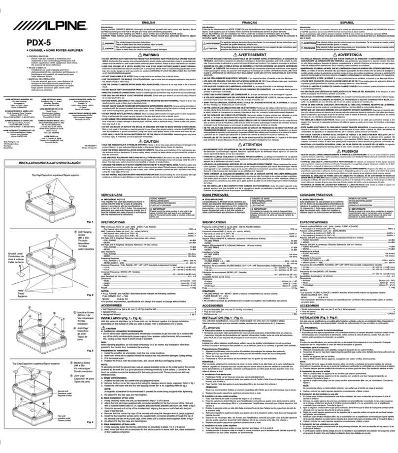 Alpine PDX-5 - Amplifier owner's manual