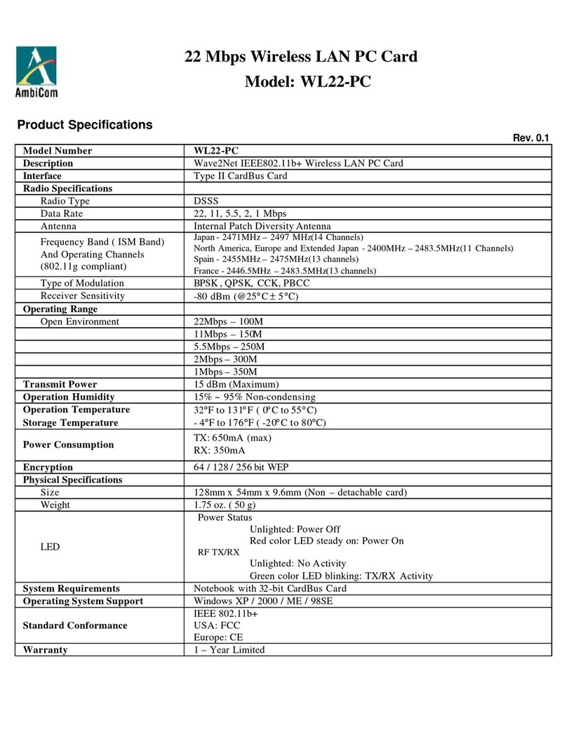 AmbiCom WL22-PC Product specifications