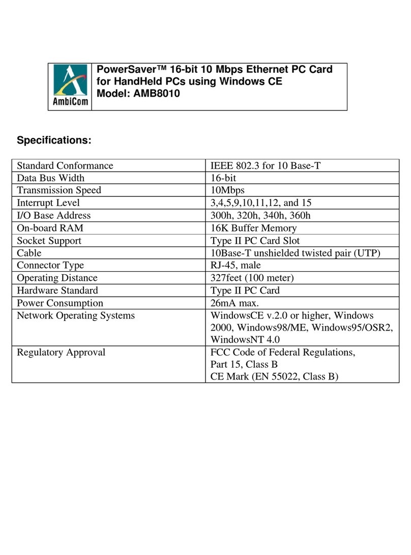AmbiCom PowerSaver AMB8010 Specifications
