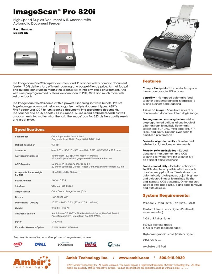 Ambir ImageScan Pro 820i User manual