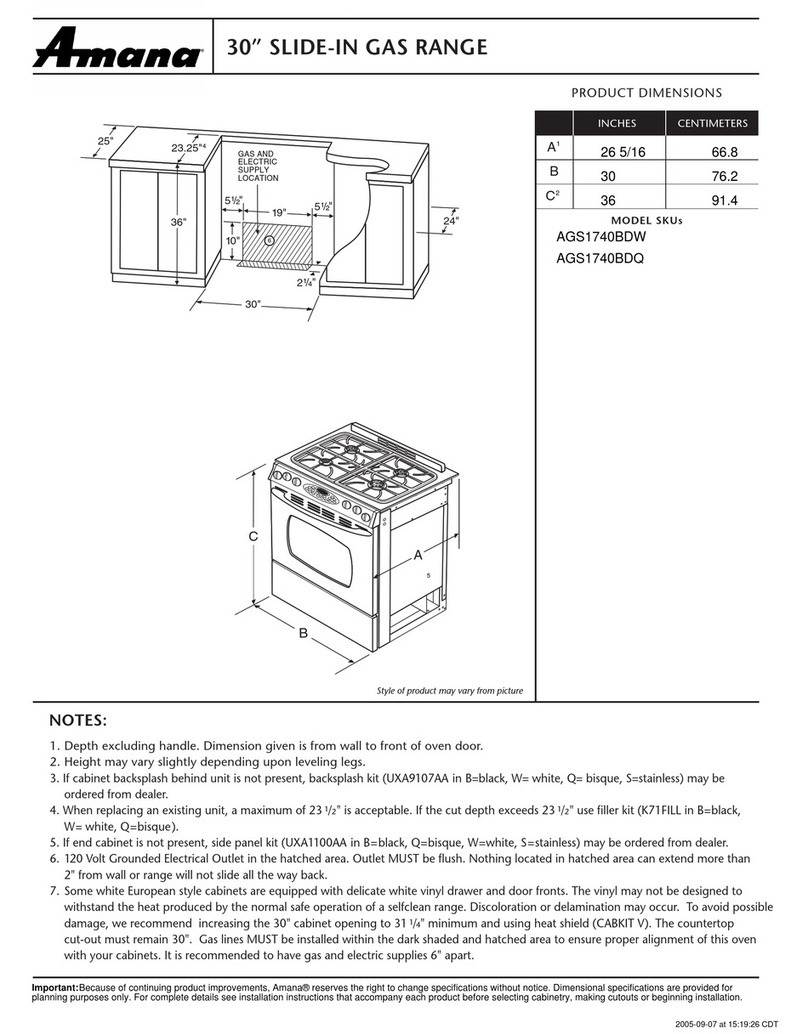 Amana AGS1740BDW Product dimensions