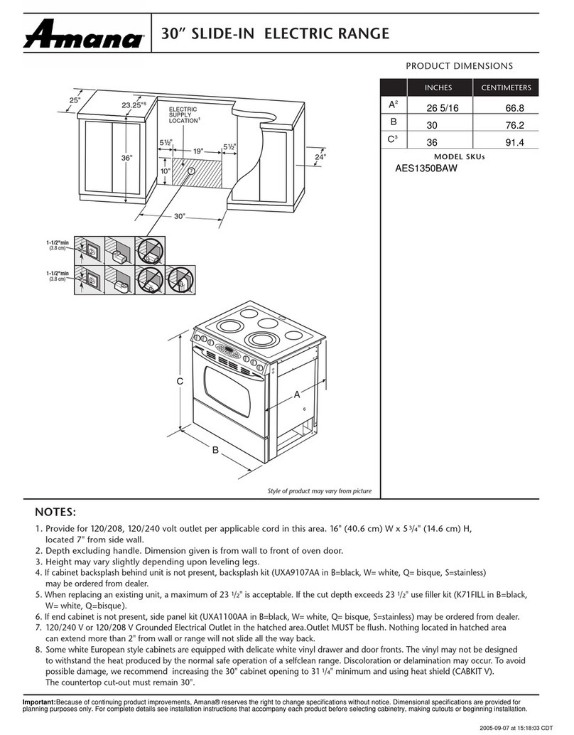 Amana AES1350BAW Dimension Guide