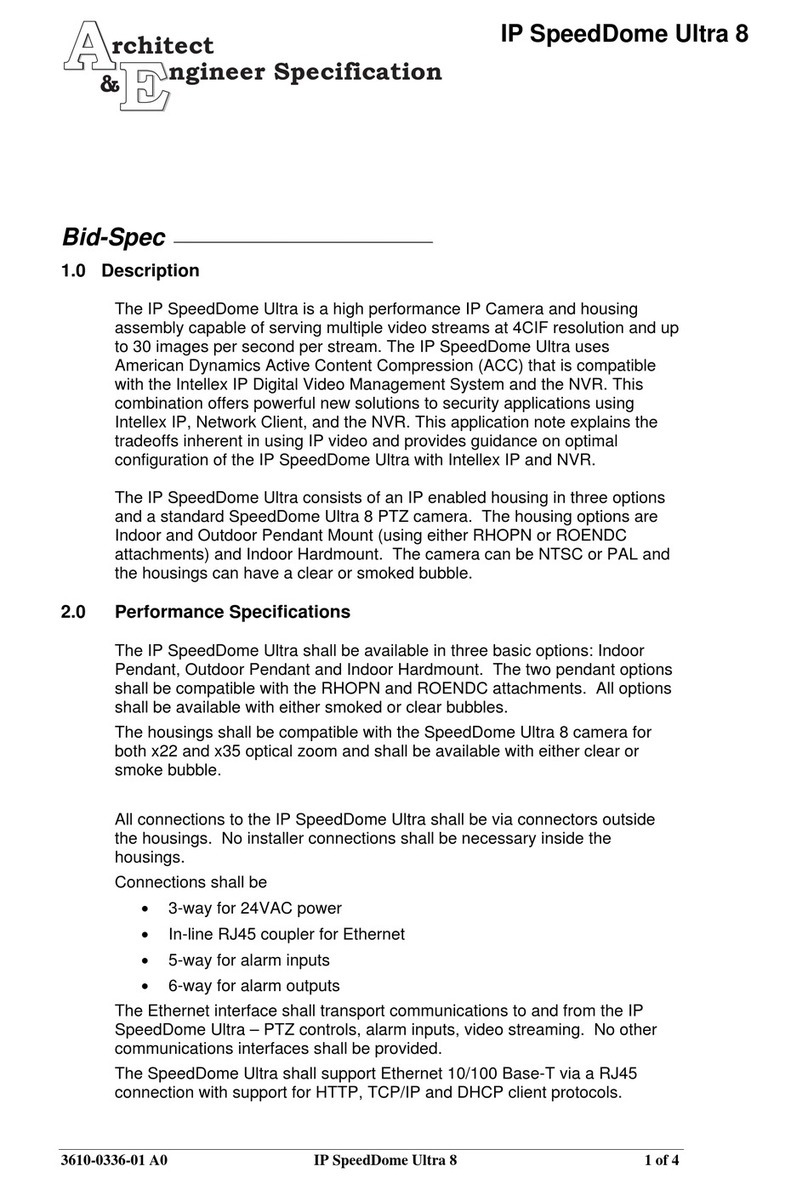 American Dynamics IP speedDome Ultra 8 Architect & engineer Specification
