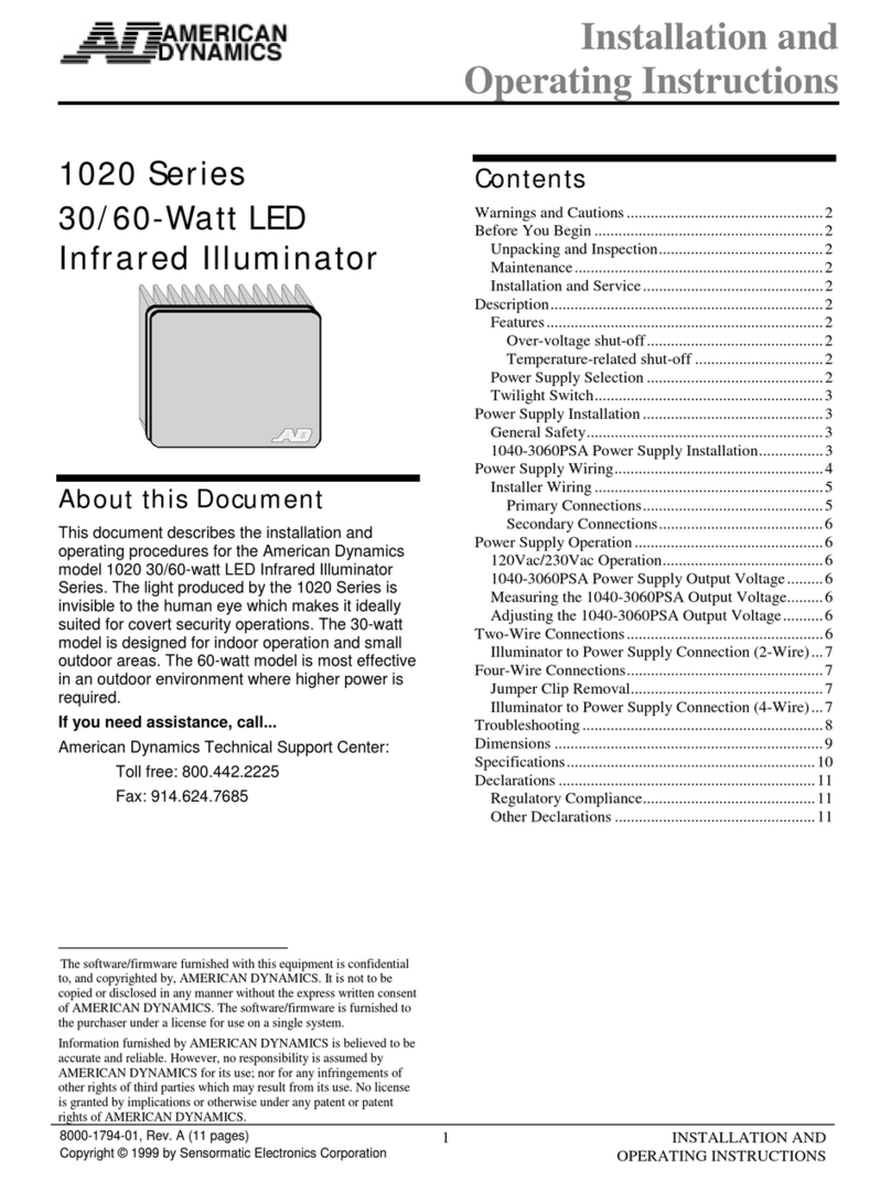American Dynamics AD1020-1541 Installation and operating instructions