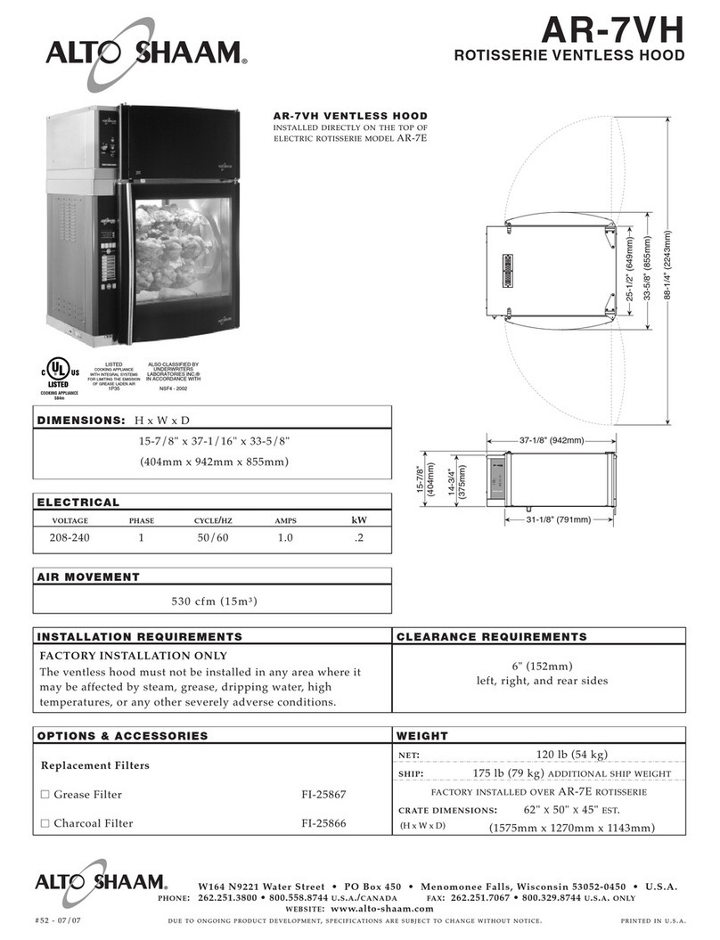 Alto-Shaam AR-7VH User manual