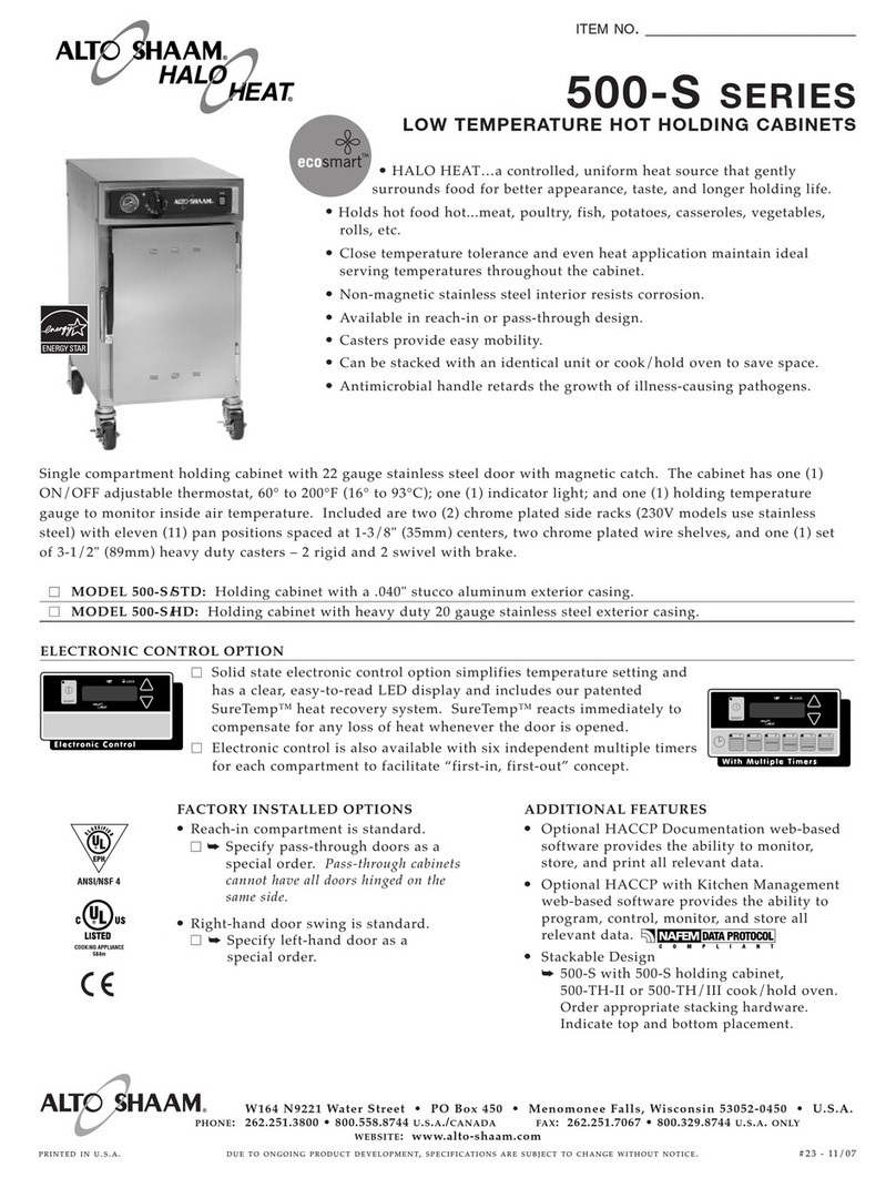 Alto-Shaam 500-S Specification sheet