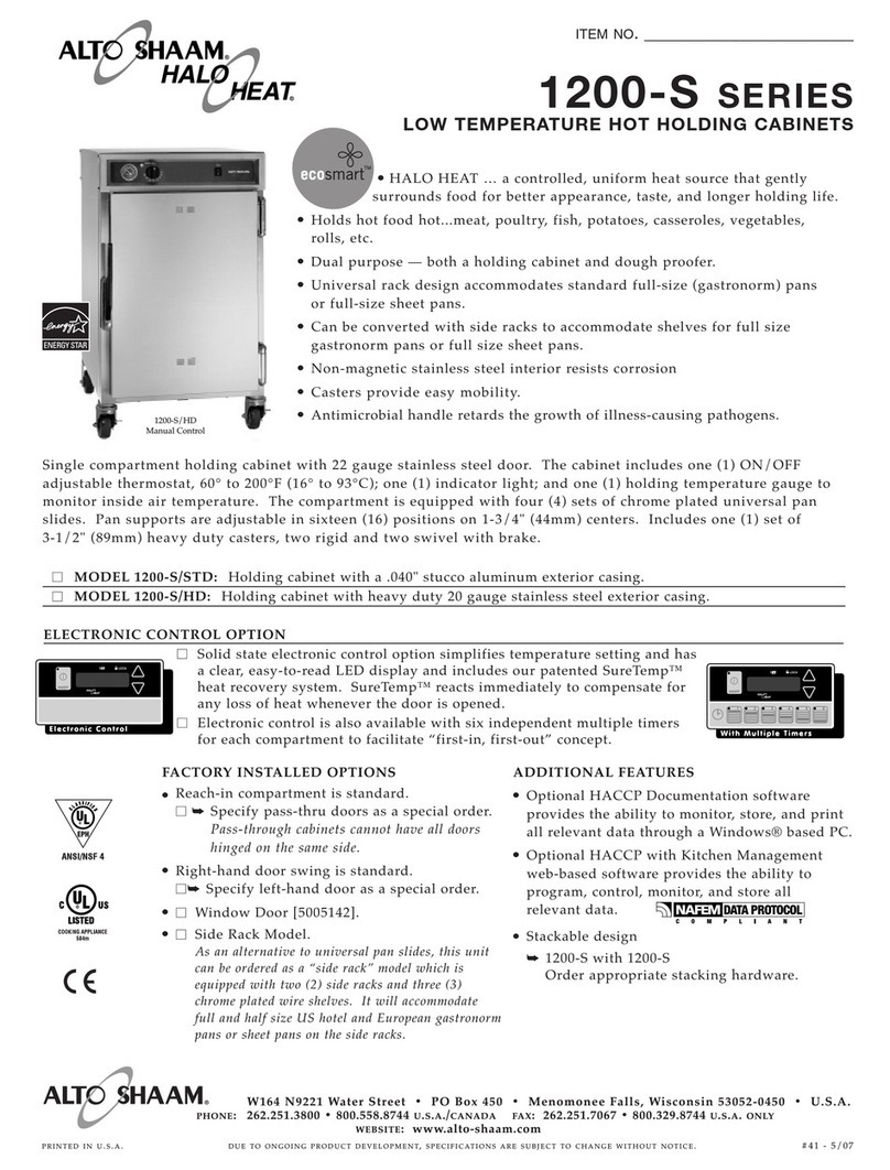 Alto-Shaam Halo Heat 1200-S Specification sheet