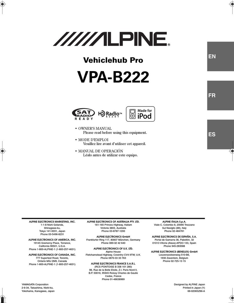 Alpine Vehiclehub Pro VPA-B222 owner's manual