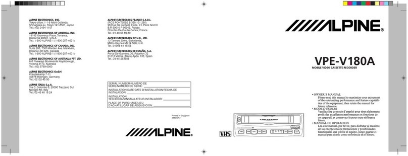Alpine VPE-V180A owner's manual